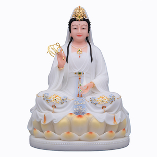 汉白玉慈航道人神像家用供奉慈航真人普度天尊十二金仙祝福摆件