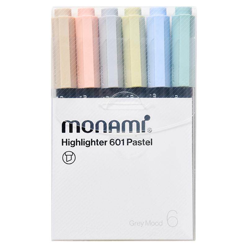新款韩国慕那美601莫兰迪色荧光笔monami慕娜美彩笔学生用划重点标记笔ins高颜值做笔记彩色记号笔不掉色淡色