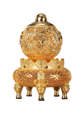 黄铜太极八卦龙凤乾坤鼎摆件