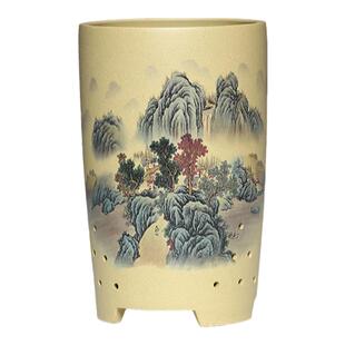 宜兴紫砂兰花盆透气兰花专用盆高档客厅室内桌面紫砂花盆精品套盆