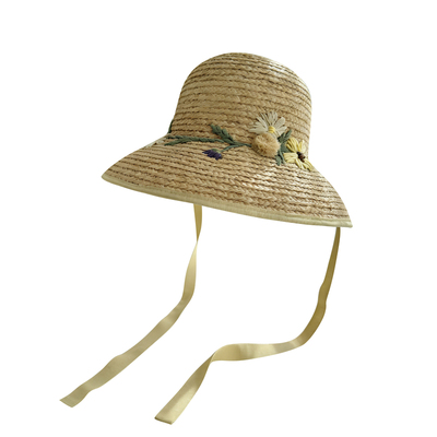 法式复古刺绣折叠防晒公主草帽