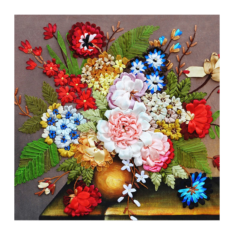 diy新款材料包欧式花卉丝带绣
