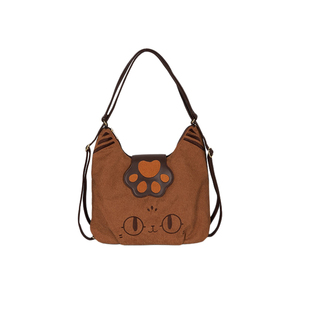 大英博物馆萌猫灯芯绒单肩包可爱双肩包包送闺蜜生日礼物女生实用