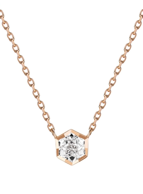 40分蜂窝六边形单钻项链女925银