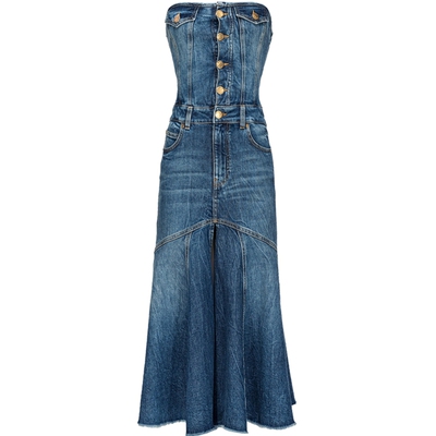 中长款鱼尾连体牛仔裙