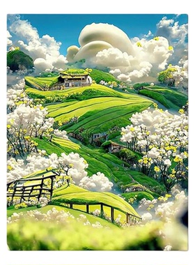 田客厅饰趣通手绘油愈童玄挂画宫崎骏麦风景装画味卡画治系儿定做