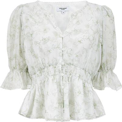 VeroModa碎花V领衬衫