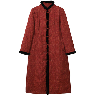 新中式国风羽绒服女高端白鹅绒羽绒服香云纱棉衣外套过膝妈妈冬装