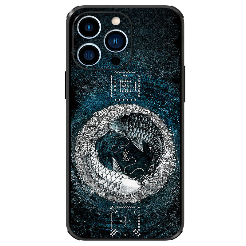 iphone15promax手机壳阴阳鱼道家新款潮男士适用磁吸苹果17全包防摔中国风高级感原创复古风浮雕禅意八卦锦鲤