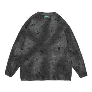 李振宁同款GOGOSOON毛衣男新2025秋冬圆领仿牛绒美式宽松套头无帽