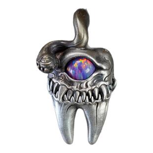 kozoo原创设计虚像妖牙仙挂坠可动潮玩项链暗黑小众先锋首饰925银