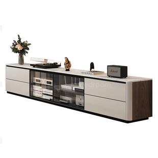 三梦轻奢电视机柜岩板落地客厅实木收纳一体新款高级感家用电视柜