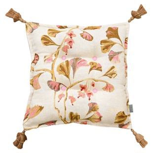 萬見「杏华望舒」法式中国风黄色高级防滑坐垫加厚客厅中式座垫