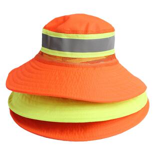 夏季环卫工人帽物业保洁清洁工太阳帽遮阳防晒帽系绳大帽檐圆盆帽