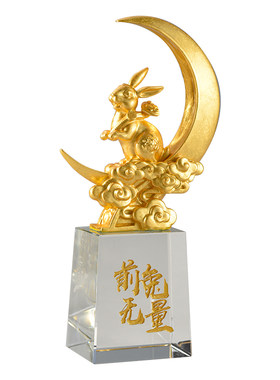 金陵金箔贴金兔子摆件