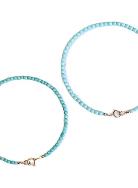 极细2mm天然女小绿松石简约手链