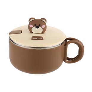 广意304不锈钢泡面碗带盖可沥水大容量卡通学生宿舍泡面神器