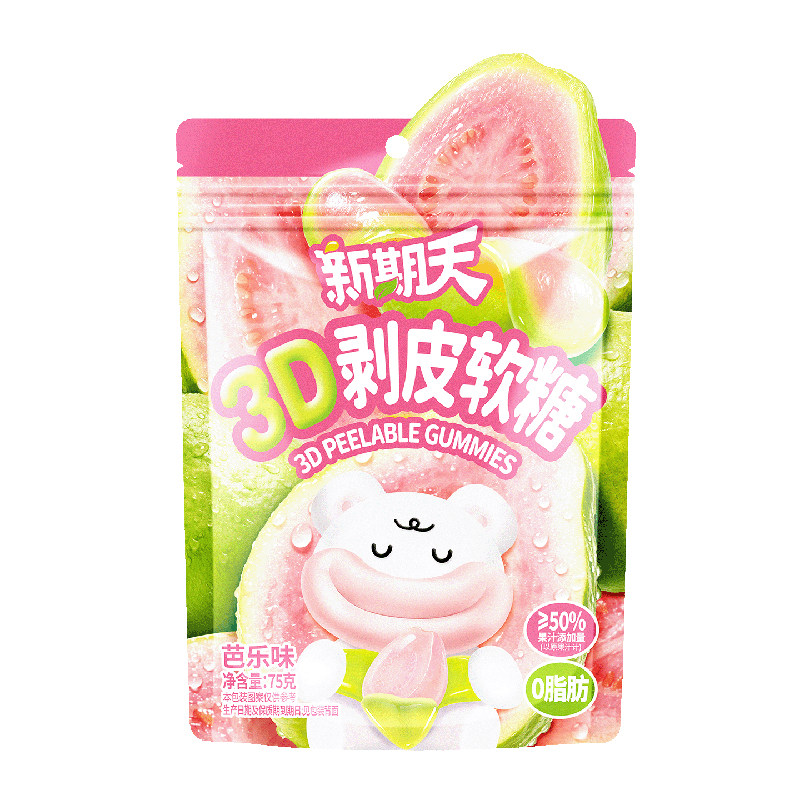 新期天3d剥皮软糖芭乐味网红好吃qq糖奖励学生的小零食75g