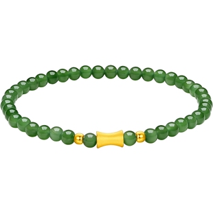 周六福珠宝黄金金镶玉手链和田碧玉福禄竹节手串手饰文玩手串系列