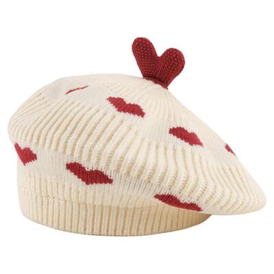 儿童帽子秋冬款女童韩针织贝雷帽