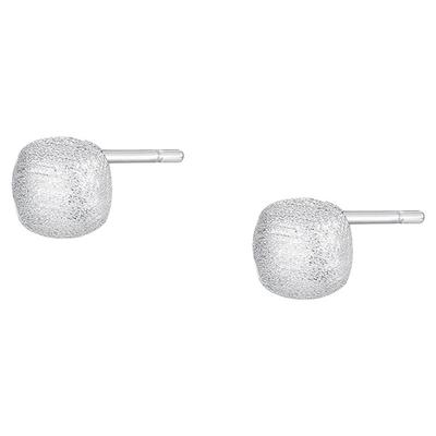 S999足银磨砂拉丝爱心耳钉