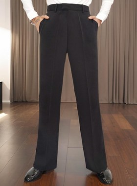 夏季新款黑色男士拉丁舞蹈裤薄款摩登交谊国标舞直筒练功跳舞裤子