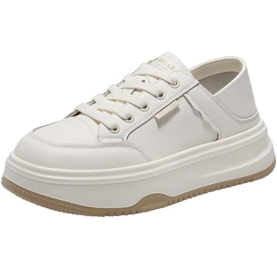 百丽女鞋子厚底通勤小白鞋两穿可踩脚板鞋春新款休闲鞋B2525AM5