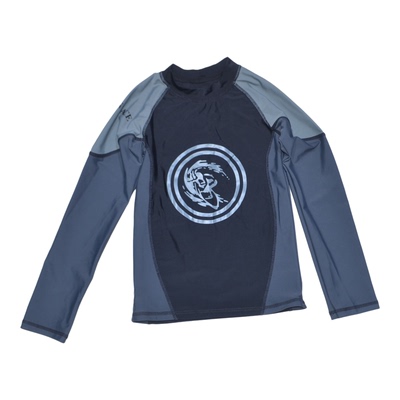 黑色配灰袖子长袖泳衣男童单上衣