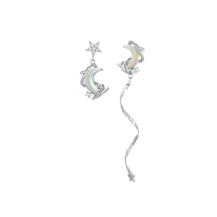 不对称星星月亮流苏耳钉女轻奢高级感耳环小众独特甜酷耳坠耳饰夏