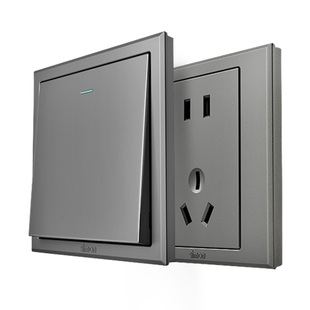 西蒙暗装开关插座面板E3荧光灰墙壁一开五孔86型双控空调电脑电视