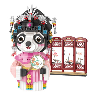 LOZ俐智微钻小颗粒中国风积木京剧戏曲花衫熊猫益智拼装玩具国潮