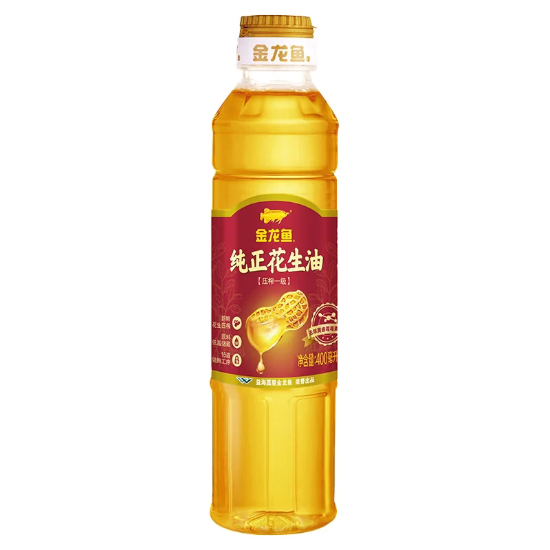 金龙鱼花生油压榨一级纯正花生油400ml/瓶浓香家用炒菜食用植物油