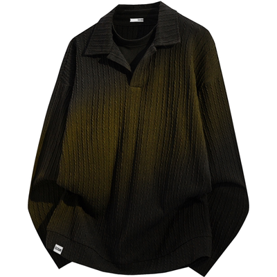 itizzue麦穗纹翻领卫衣男春秋冬