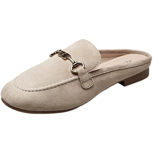 意尔康女鞋春夏低跟休闲单鞋外穿穆勒鞋半拖凉鞋包头懒人鞋英伦风