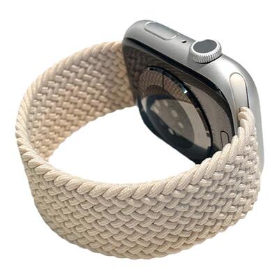 适用iwatch10编织表带星光粉砂色