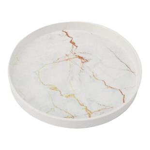 北欧仿大理石茶水杯盘圆形托盘密胺水果零食早餐盘加大号收纳盘子