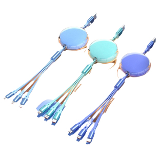 极客小K 数据线三合一快充一拖三车载充电线适用于苹果安卓伸缩100W多功能三头适用iPhone13pro手机6A充电宝4