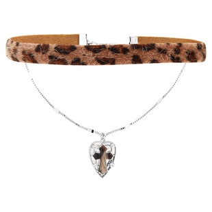 【买3免1】豹纹十字架choker项链女美拉德甜酷辣妹皮质颈链礼物