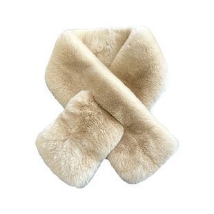 天鹅绒级整皮獭兔毛围巾女冬季双面韩版纯色皮草围脖保暖加厚真毛