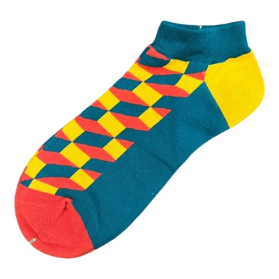 happysocks男士菱形格短筒花袜子