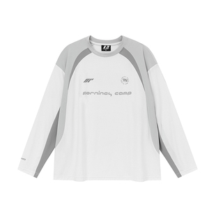 FORNINES速干运动长袖t恤男生潮牌春季拼接卫衣美式透气打底衫女