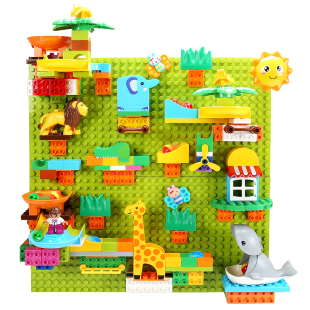 费乐滑道积木墙拼装拼插丛林溜球大颗粒齿轮积木壁挂式男女孩益智