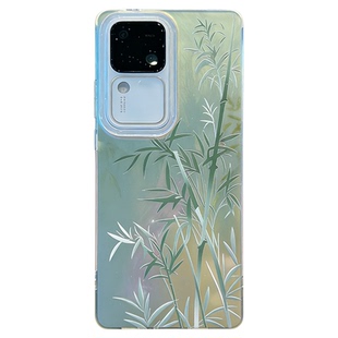 ins风小清新中国风绿色竹子适用vivos18/s19pro手机壳高级感s17/s16渐变羽纱纹网红手机壳s15/s12防摔保护套