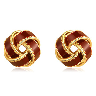 同心结耳环安可拉红耳钉S925银针小众设计高级感温柔甜美红色耳饰