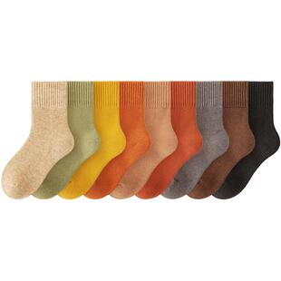 羊毛袜子女中筒加绒加厚秋冬季保暖超厚长筒月子袜毛圈黑白色冬天