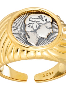 MS情绪波动中古风双拼色人像戒指