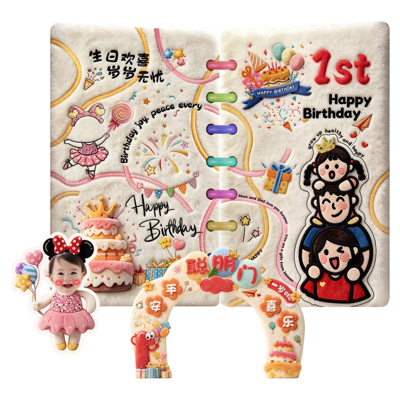 女宝宝1周岁生日布置装饰一岁周岁礼抓周宴韩系INS风氛围感背景墙