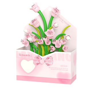 砖也浪漫花匣子信封花束 国产小颗粒积木 桌面永生花摆件新婚礼物