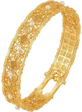 非遗花丝葫芦凤凰珍珠银鎏金手镯