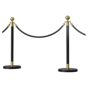 高端酒店挂绳礼宾杆 黑金圆头迎宾柱车展厅一米线隔离警戒线栏杆